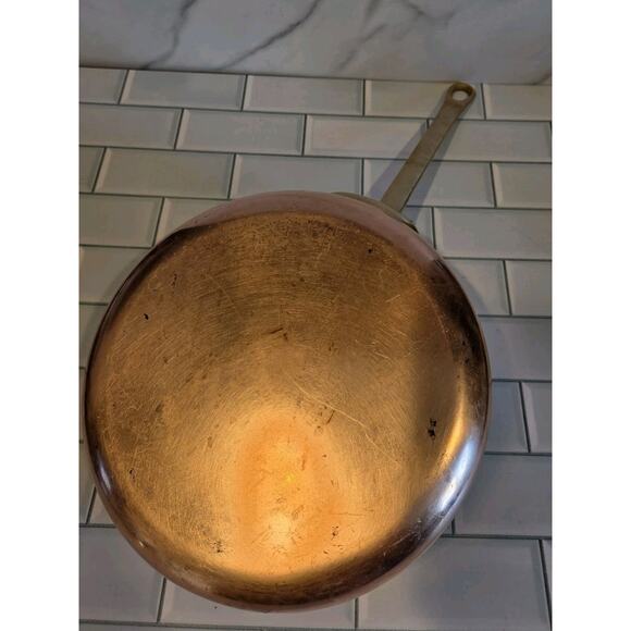 Tournus France Copper & Brass 9.75" x 2.75" Sauté/Sauce Pan 9" Handle EUC VTG - Picture 6 of 12